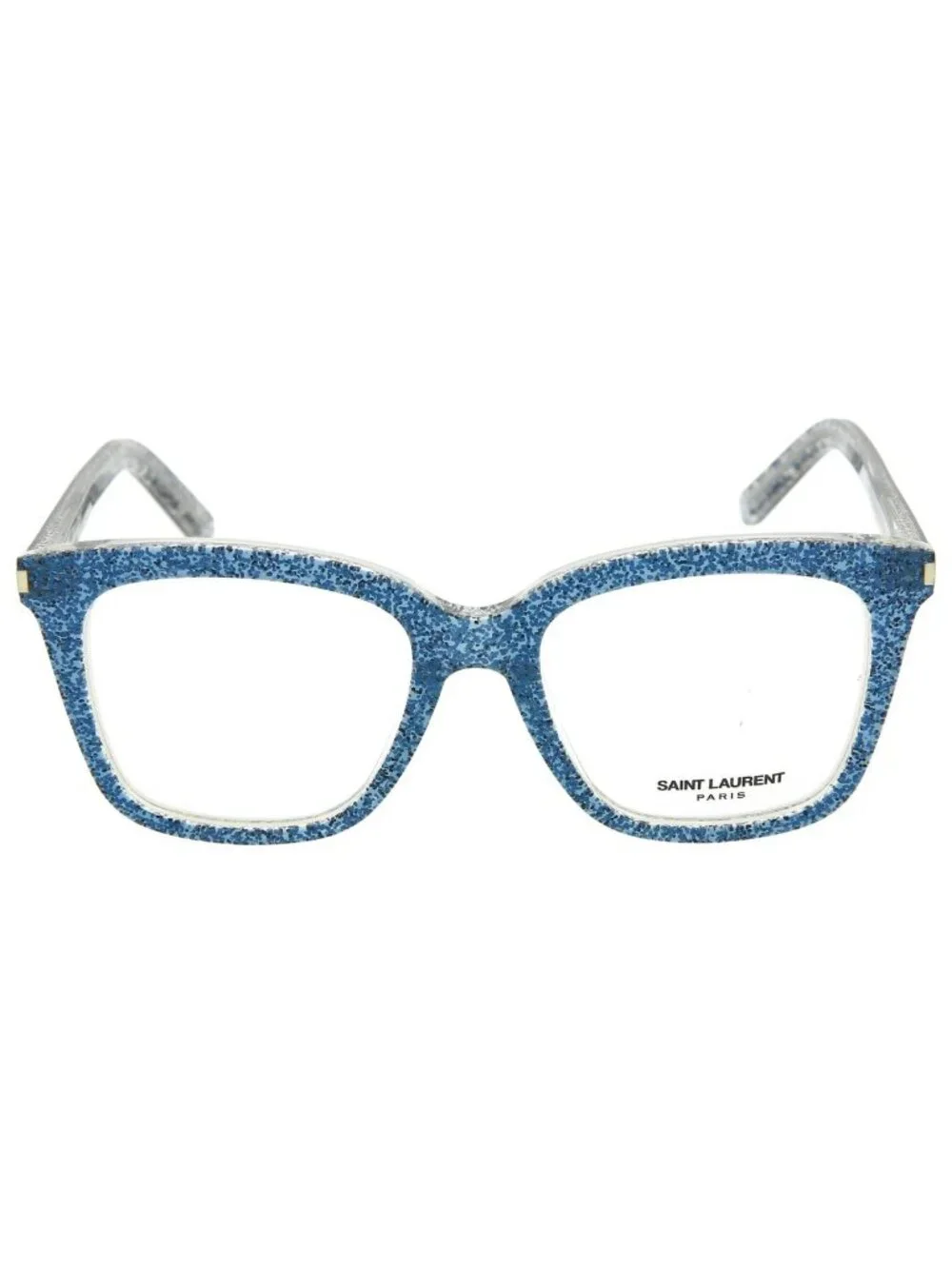New Saint Laurent Women's Eyeglasses Square Rectangle Blue Blue Transparent Eye